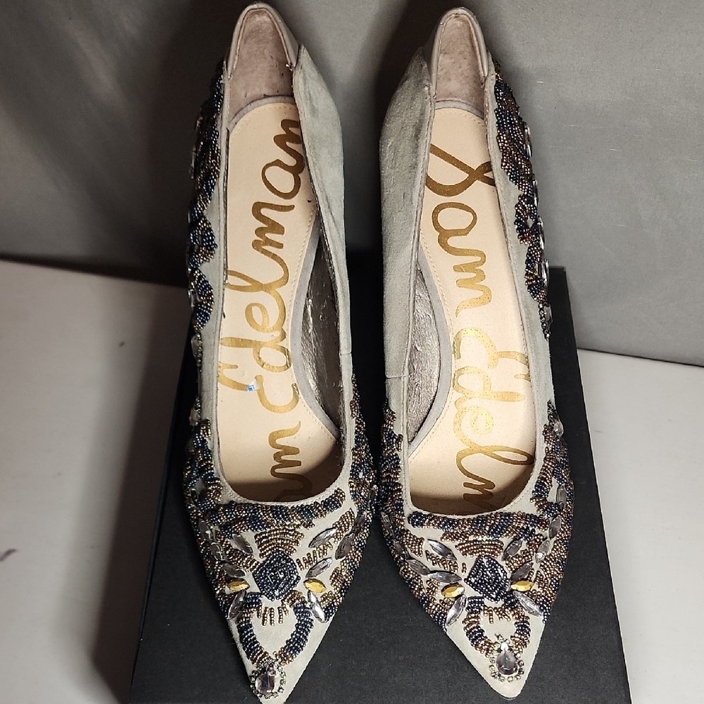Sam Edelman Rare Beaded Women's Shoes - Gray and Gold